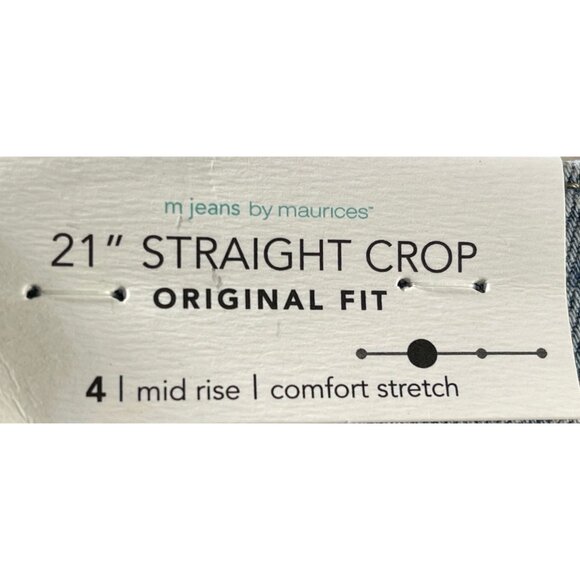 M Jeans by Maurices Womens Mid Rise 21" Straight Crop Jeans Size 4 Original Fit - Picture 5 of 5